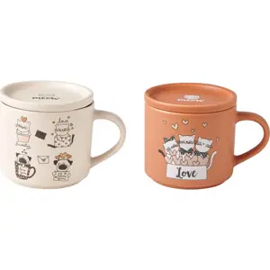 Oranžovo-béžové porcelánové hrnky v sadě 2 ks 350 ml Cats – Brandani