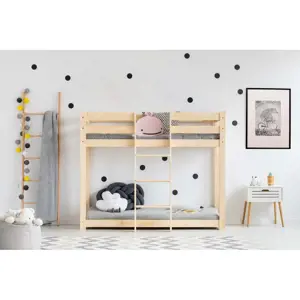 Patrová dětská postel z borovicového dřeva 90x200 cm CLP - Adeko