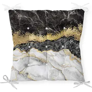 Podsedák na židli Minimalist Cushion Covers Black Gold Marble, 40 x 40 cm