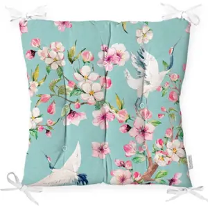 Podsedák na židli Minimalist Cushion Covers Flowers and Bird, 40 x 40 cm