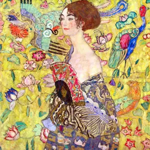 Reprodukce obrazu Gustav Klimt - Lady With Fan, 50 x 50 cm