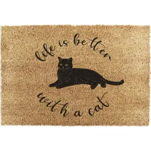 Rohožka z kokosového vlákna 40x60 cm Life Is Better With a Cat – Artsy Doormats