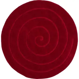 Rubínově červený vlněný koberec Think Rugs Spiral, ⌀ 140 cm