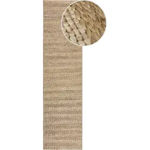 Ručně tkaný kenafový běhoun v přírodní barvě 60x230 cm Drew Stripe – Flair Rugs