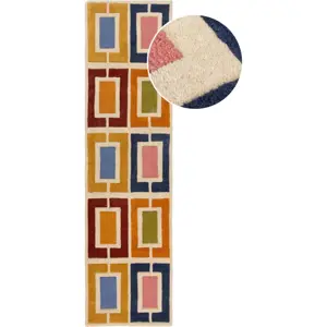 Ručně tkaný vlněný běhoun 60x230 cm Retro Blocks – Flair Rugs