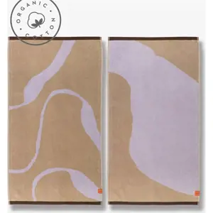 Ručníky v sadě 2 ks z Bio bavlny v levandulové a světle hnědé barvě 50x90 cm Nova Arte – Mette Ditmer Denmark