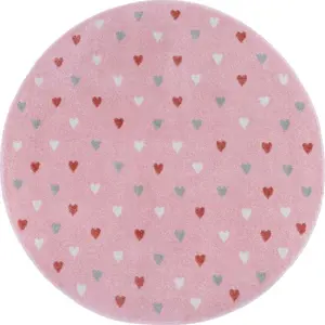 Růžový dětský koberec ø 100 cm Little Hearts – Hanse Home