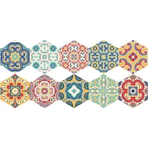 Produkt Sada 10 samolepek na podlahu Ambiance Floor Stickers Hexagons Lorena, 40 x 90 cm