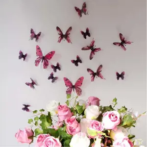 Produkt Sada 18 růžových adhezivních 3D samolepek Ambiance Butterflies