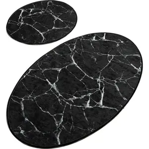 Produkt Sada 2 černých oválných koupelnových předložek Foutastic Marble