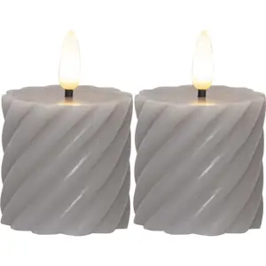 Produkt Sada 2 šedých voskových LED svíček Star Trading Flamme Swirl, výška 7,5 cm