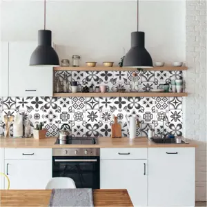 Sada 24 nástěnných samolepek Ambiance Wall Decal Cement Tiles Azulejos Erico, 15 x 15 cm