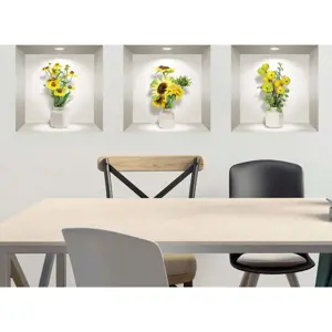 Produkt Sada 3 3D samolepek na zeď Ambiance Yellow Flowers