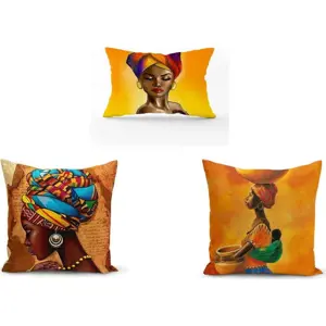 Sada 3 povlaků na polštáře Minimalist Cushion Covers African Culture, 45 x 45 cm