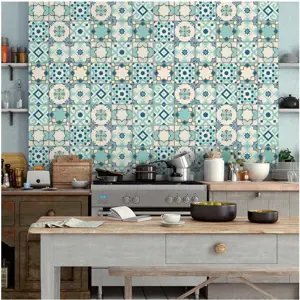 Produkt Sada 30 nástěnných samolepek Ambiance Cement Tiles Franzy, 10 x 10 cm