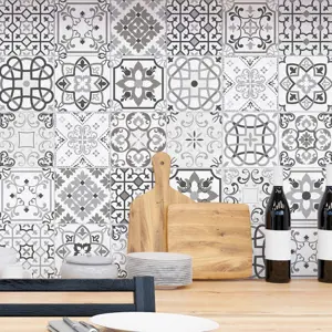 Produkt Sada 30 nástěnných samolepek Ambiance Cement Tiles Shade of Gray Bari, 10 x 10 cm