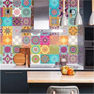 Produkt Sada 30 nástěnných samolepek Ambiance Wall Stickers Tiles Azulejos Mariska, 15 x 15 cm