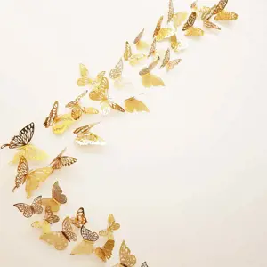 Produkt Sada 36 samolepicích nástěnných motýlů ve zlaté barvě Ambiance Butterflies Gold