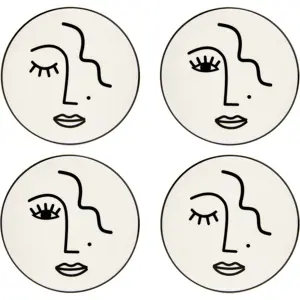 Produkt Sada 4 porcelánových podtácků Sass & Belle Abstract Face