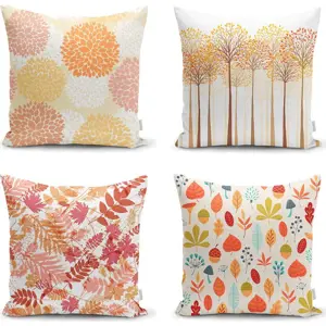 Sada 4 povlaků na polštáře Minimalist Cushion Covers Autumn Design, 45 x 45 cm