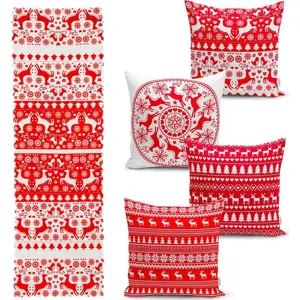 Sada 4 vánočních povlaků na polštář a běhounu na stůl Minimalist Cushion Covers Christmas