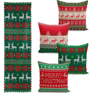 Produkt Sada 4 vánočních povlaků na polštář a běhounu na stůl Minimalist Cushion Covers Merry Christmas