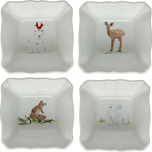 Sada 4 vánočních zapékacích mís z kameniny Casafina Deer Friends, 10 x 10 cm