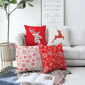 Produkt Sada 4 vánočních žinylkových povlaků na polštář Minimalist Cushion Covers Christmas Reindeer, 55 x 55 cm