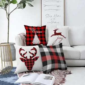 Produkt Sada 4 vánočních žinylkových povlaků na polštář Minimalist Cushion Covers Christmas Tartan, 55 x 55 cm