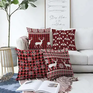 Produkt Sada 4 vánočních žinylkových povlaků na polštář Minimalist Cushion Covers Tartan, 55 x 55 cm