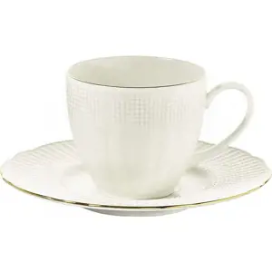 Sada 6 porcelánových šálků na kávu s podšálkem Kutahya Café, 200 ml