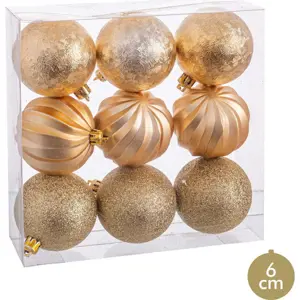 Produkt Sada 9 vánočních ozdob ve zlaté barvě Unimasa, ø 6 cm