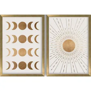 Sada plakátů v rámu 2 ks 38x53 cm Moon & Sun – Wallity