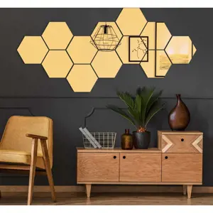 Sada samolepek na zeď 12 ks 17x20 cm Hexagons Gold – Ambiance