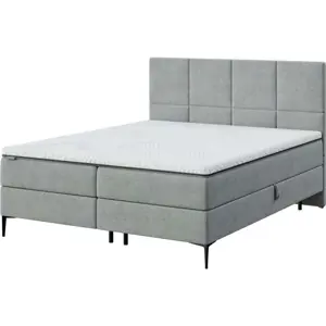 Šedá boxspring postel s úložným prostorem 160x200 cm Bufo – MESONICA