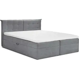 Produkt Šedá boxspring postel s úložným prostorem 160x200 cm Echaveria – Mazzini Beds