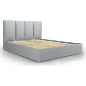 Produkt Šedá čalouněná dvoulůžková postel s úložným prostorem s roštem 140x200 cm Juniper – Mazzini Beds