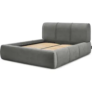 Produkt Šedá čalouněná dvoulůžková postel s úložným prostorem s roštem 180x200 cm Vernon – Bobochic Paris