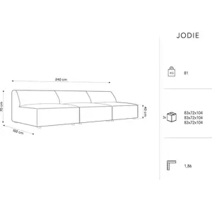 Šedá sametová pohovka 240 cm Jodie – Micadoni Home