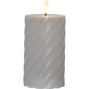 Produkt Šedá vosková LED svíčka Star Trading Flamme Swirl, výška 15 cm