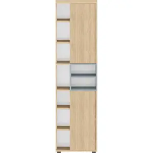 Produkt Šedá vysoká koupelnová skříňka v dekoru dubu 50x182 cm Kube - TemaHome