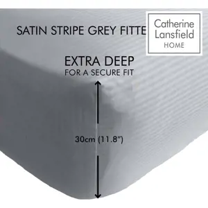 Produkt Šedé napínací prostěradlo 135x190 cm Satin Stripe - Catherine Lansfield
