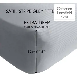 Produkt Šedé napínací prostěradlo 90x190 cm Satin Stripe - Catherine Lansfield