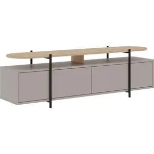 Šedo-béžový TV stolek v dekoru dubu 160x48 cm Hinoa – Marckeric