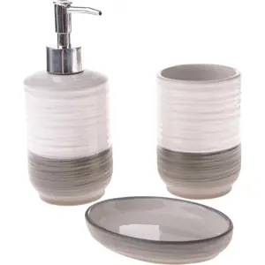 Produkt Šedo-bílá keramická sada doplňků do koupelny – Dakls