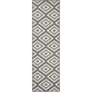 Šedo-bílý běhoun Hanse Home Basic Nordic, 80 x 250 cm