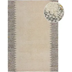 Šedo-krémový ručně tkaný koberec s příměsí vlny 120x170 cm Minerals Border – Flair Rugs