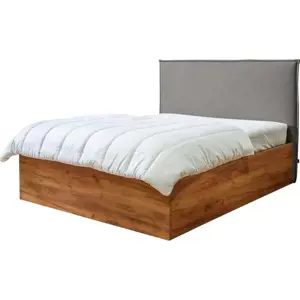Produkt Šedo-přírodní dvoulůžková postel s úložným prostorem s roštem 160x200 cm Cara – Bobochic Paris