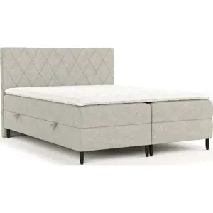 Šedobéžová boxspring postel s úložným prostorem 140x200 cm Gwen – Maison de Rêve