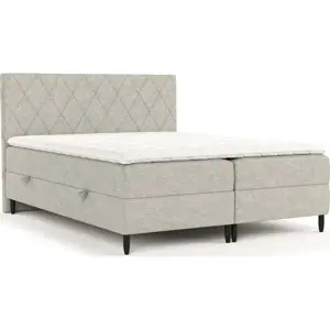 Produkt Šedobéžová boxspring postel s úložným prostorem 200x200 cm Gwen – Maison de Rêve